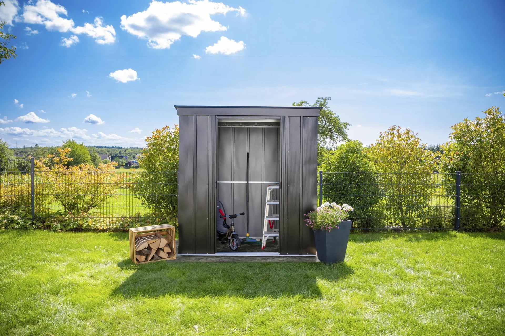 Metallgerätehaus 8x4 onyx schwarz - 9