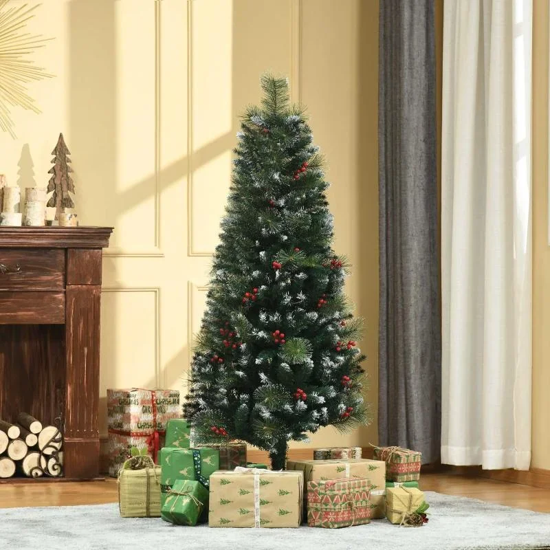 künstlicher Weihnachtsbaum 1,5 m Christbaum Tannenbaum 360 Äste PVC Metall Grün+Weiß Ø50 x 150 cm - 0
