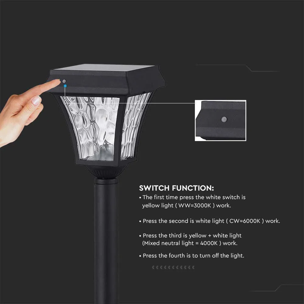VT-984 Valencia Solar-Gartenpfosten Solar-LED-Lampe - 3 Lichtfarben - 6