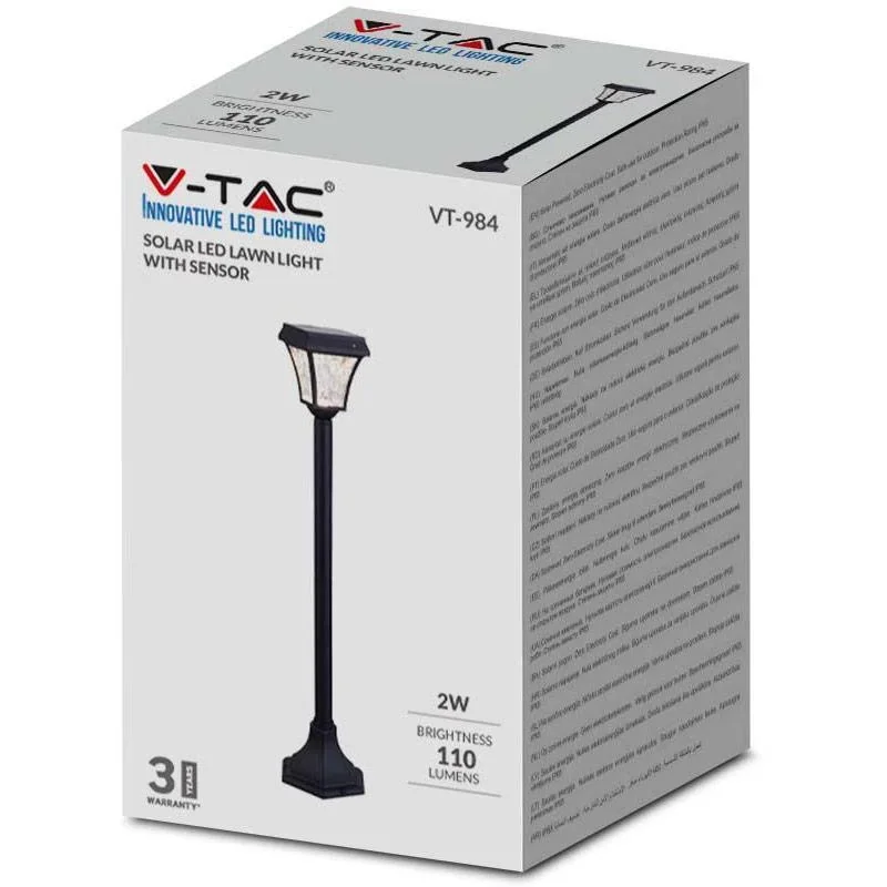 VT-984 Valencia Solar-Gartenpfosten Solar-LED-Lampe - 3 Lichtfarben - 8
