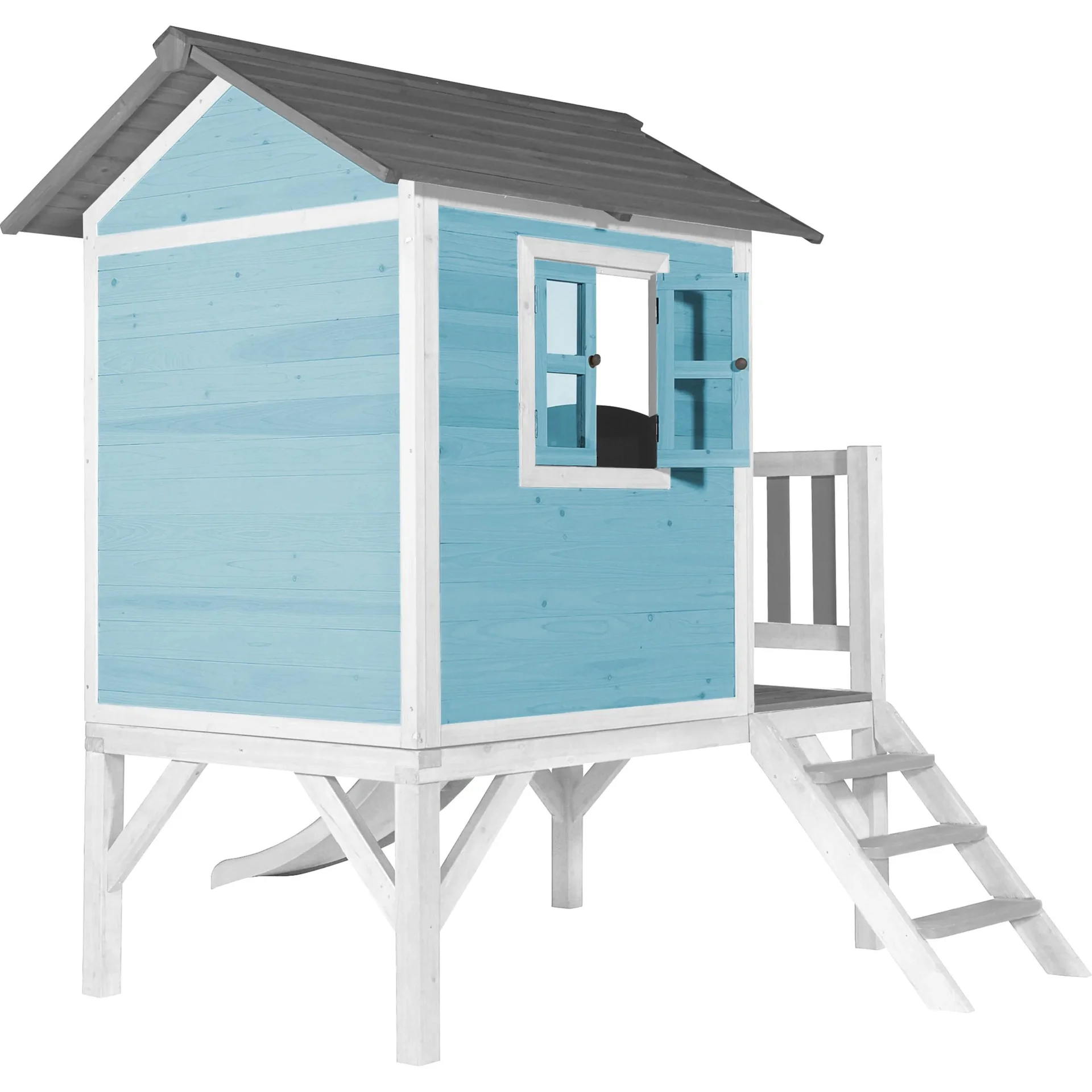 Lodge XL Spielhaus Karibisches Blau - Weiße Rutsche - 3