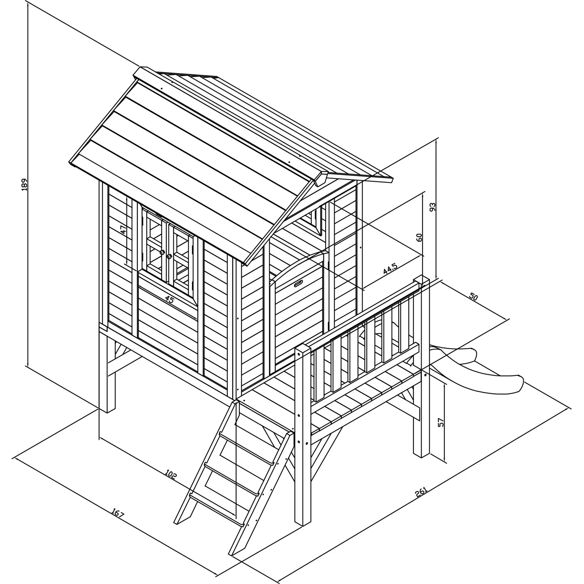 Lodge XL Spielhaus Karibisches Blau - Weiße Rutsche - 4