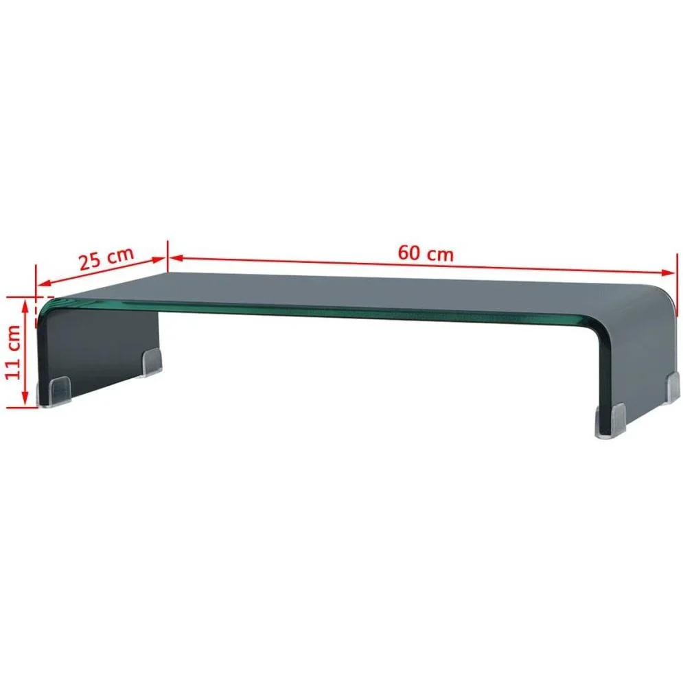 TV-Schrank/Monitorerhöhung schwarz 60x25x11 cm Glas - 2