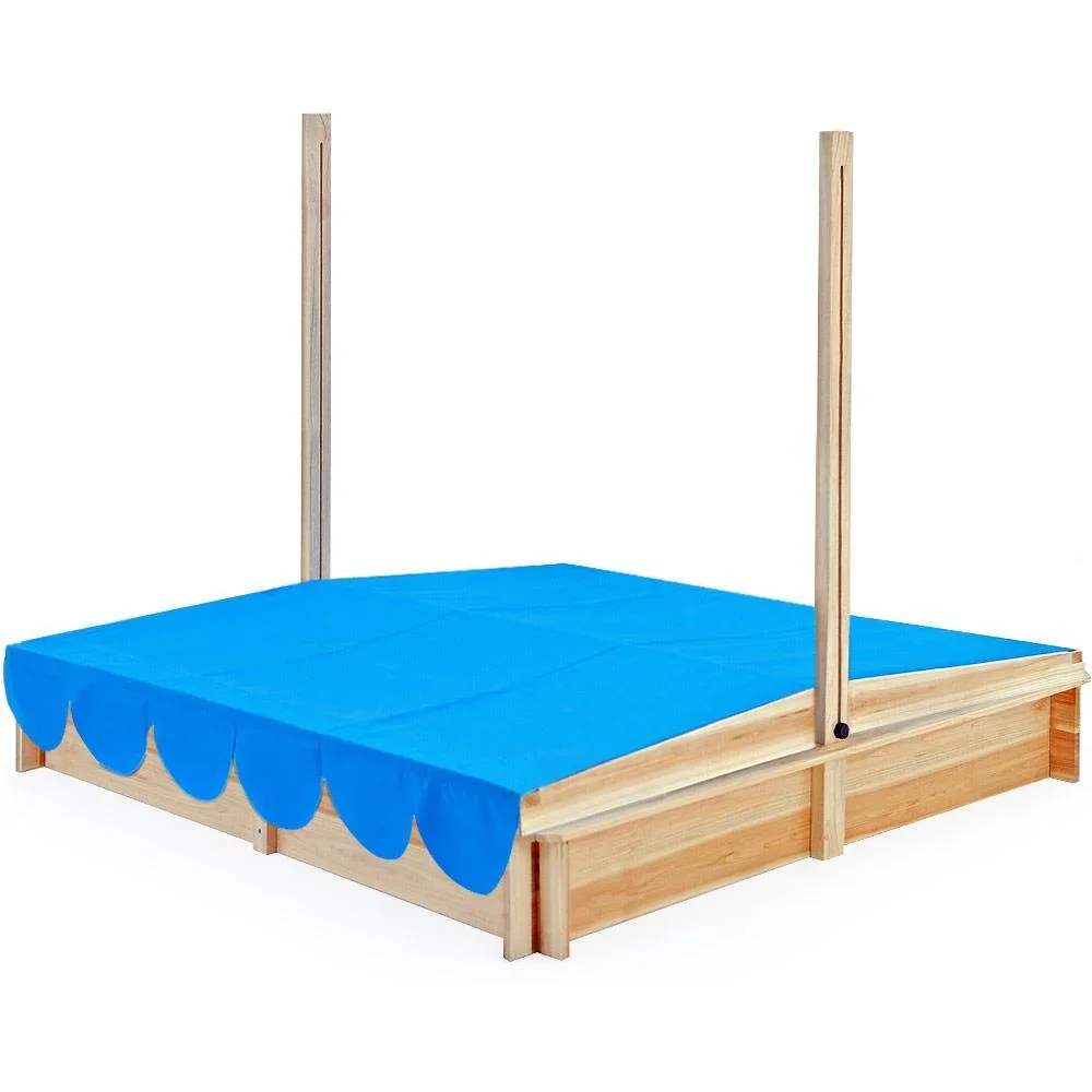 Sandkasten mit höhenverstellbarem und kippbarem Dach 140 x 140cm - 3
