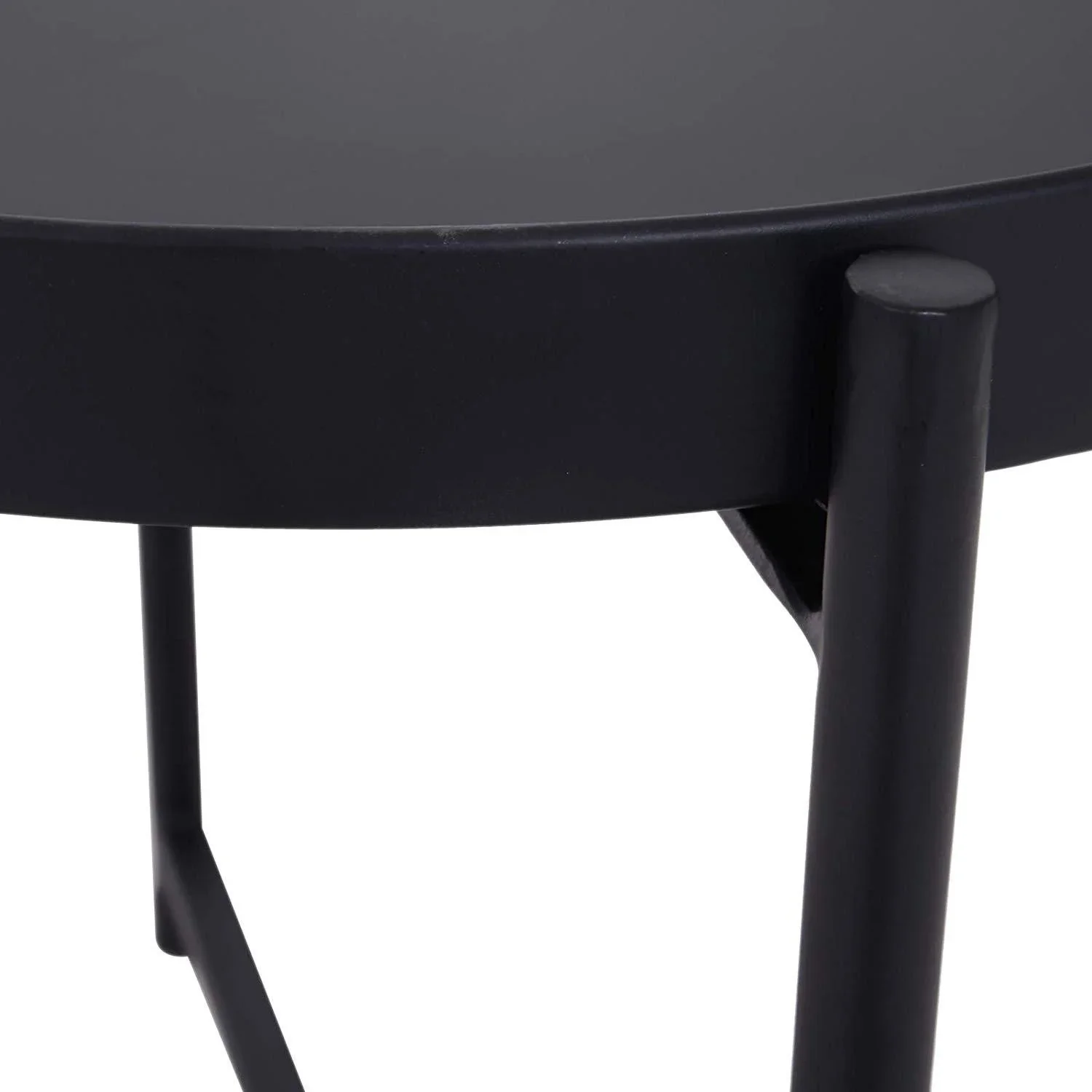 Beistelltisch Couchtisch Kaffeetisch Tablett Metall Schwarz Ø55 x H50 cm - 2