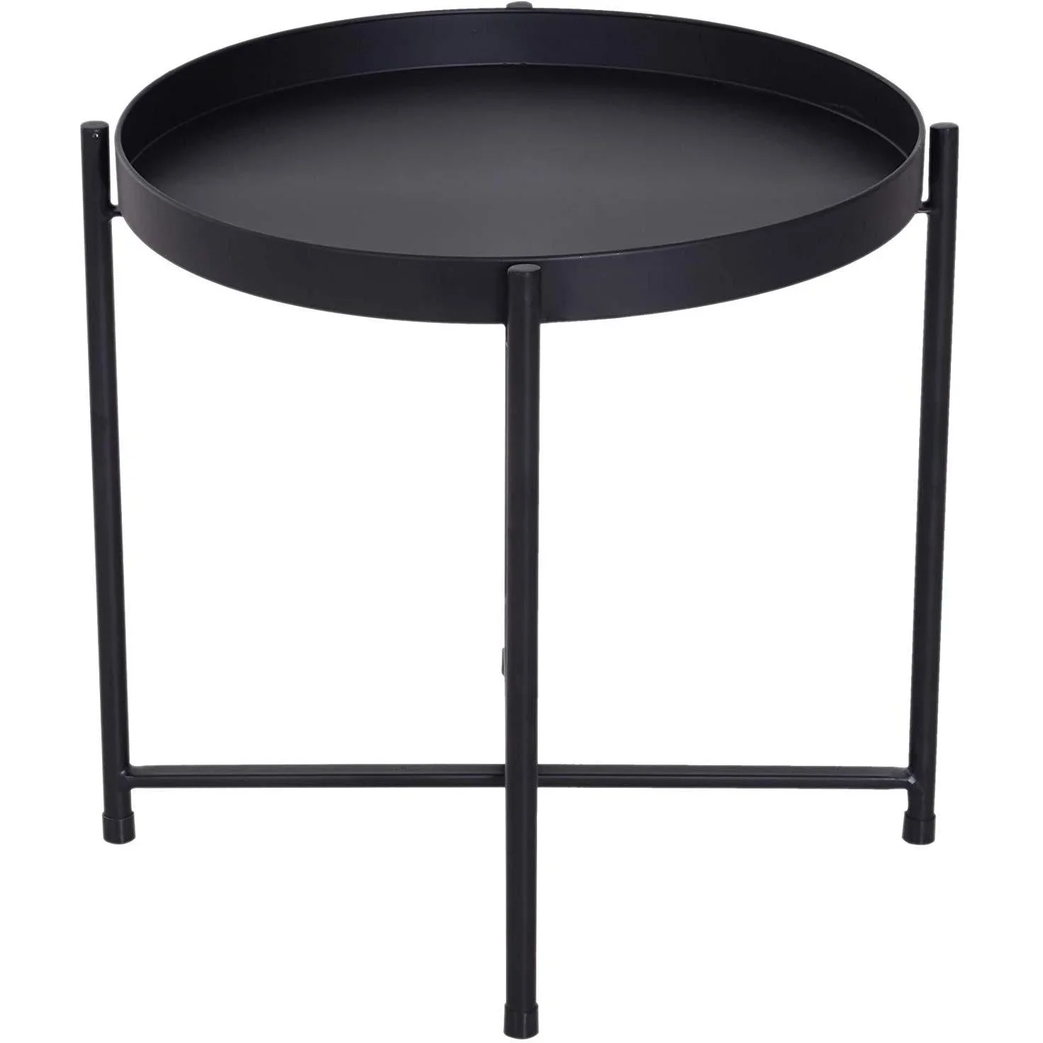 Beistelltisch Couchtisch Kaffeetisch Tablett Metall Schwarz Ø55 x H50 cm - 3