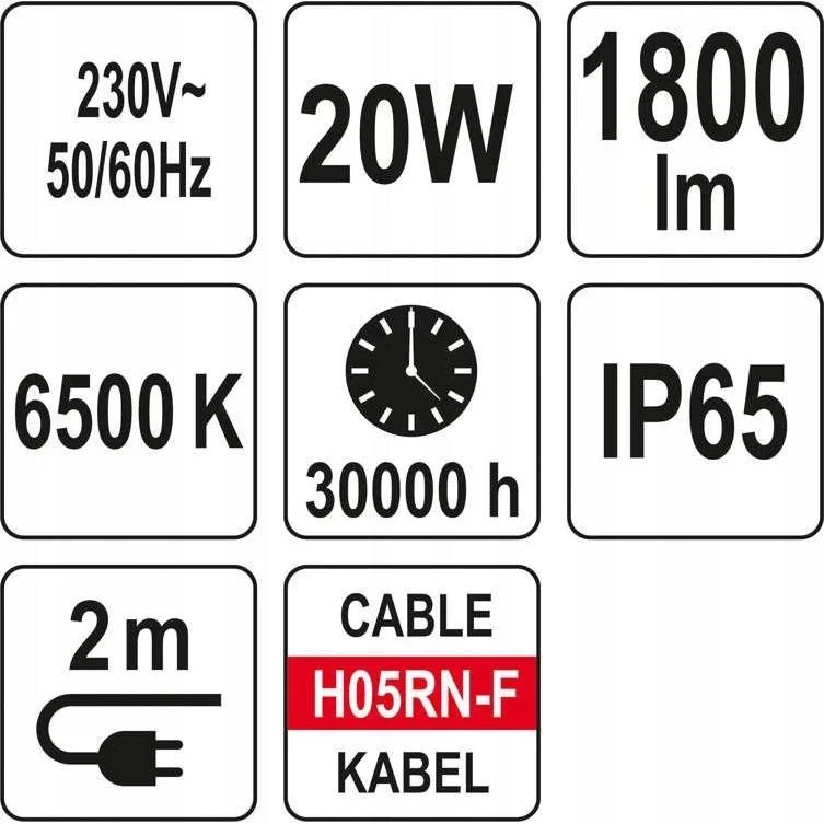 LED-Flutlicht mit Ständer - 20W - 1800LM - 120cm - 2