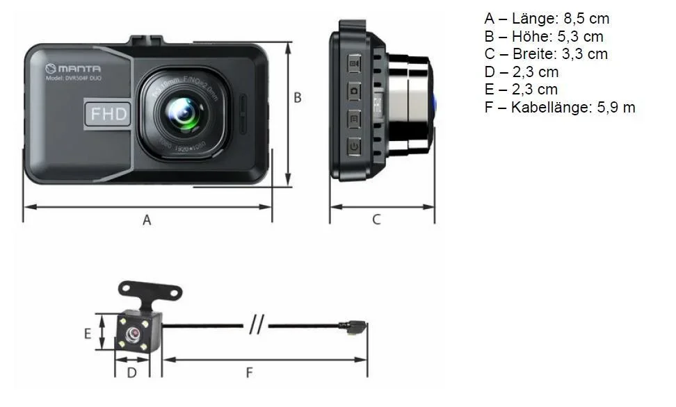 Manta FHD DUO Dashcam - 0