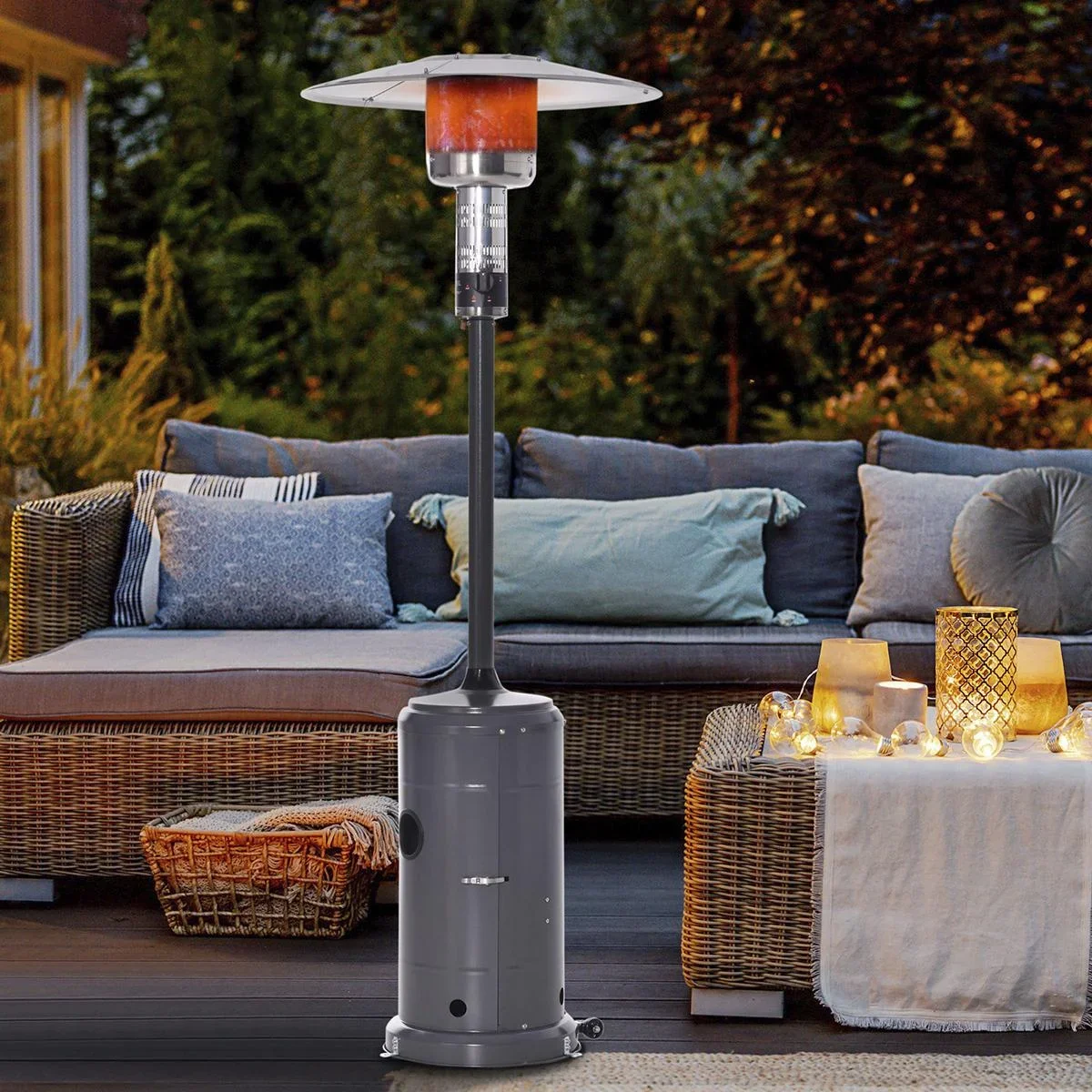 Heizstrahler Terrassenheizer mit Drehknopf Rädern Terrassenstrahler mit automatischer Sicherheitsabschaltung rollbar Gas - 1