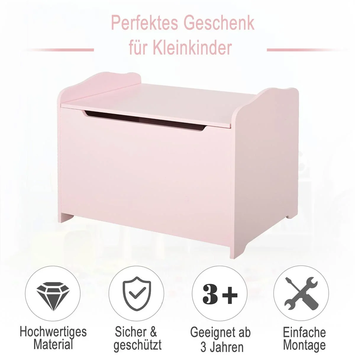 Kindersitzbank 2in1 mit Stauraum rosa - 4