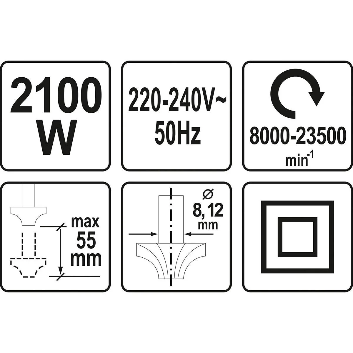 Oberfräse - 2100W - 55mm - 1