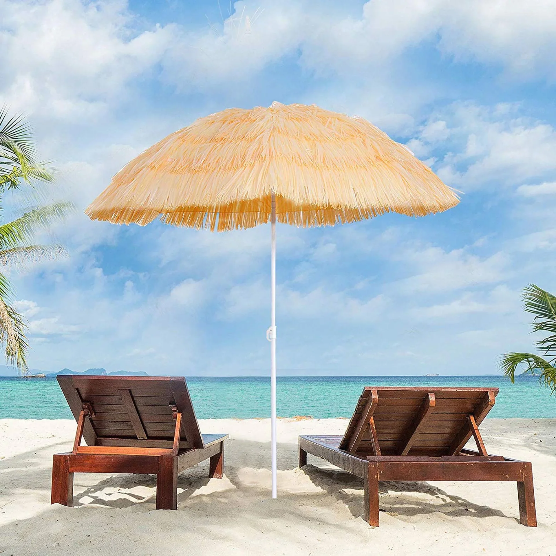 Sonnenschirm Strandschirm Hawaiischirm Ø 160 cm beige - 0