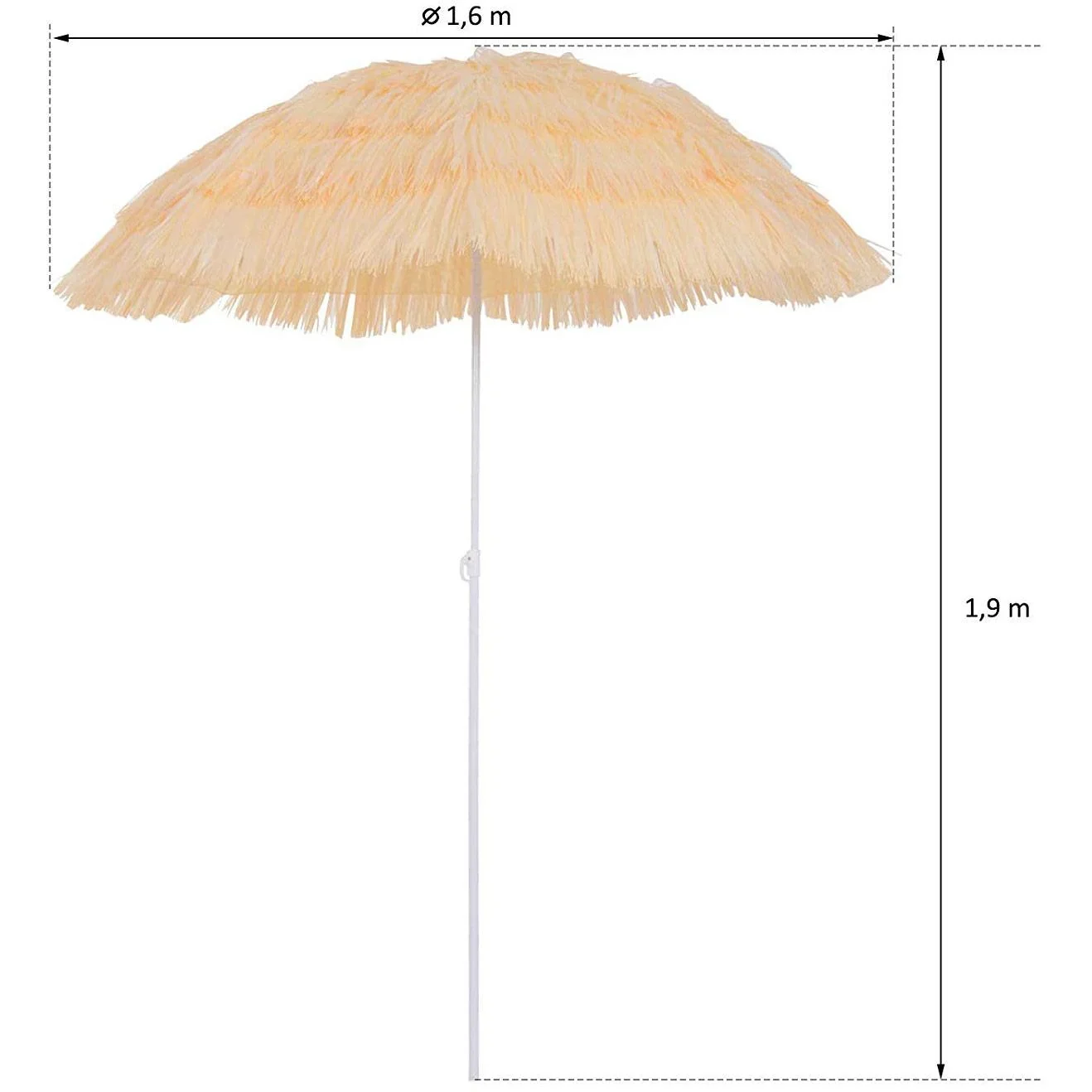 Sonnenschirm Strandschirm Hawaiischirm Ø 160 cm beige - 2