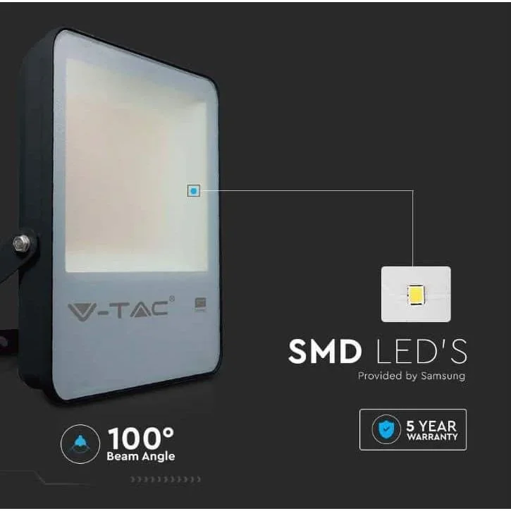 VT-132 LED-Flutlicht - 100 W - 13700 Lm - 6500K - schwarz - Extra effizient - 6