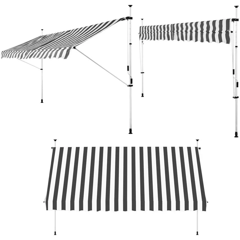 Klemmmarkise 400cm weiß/grau - 1