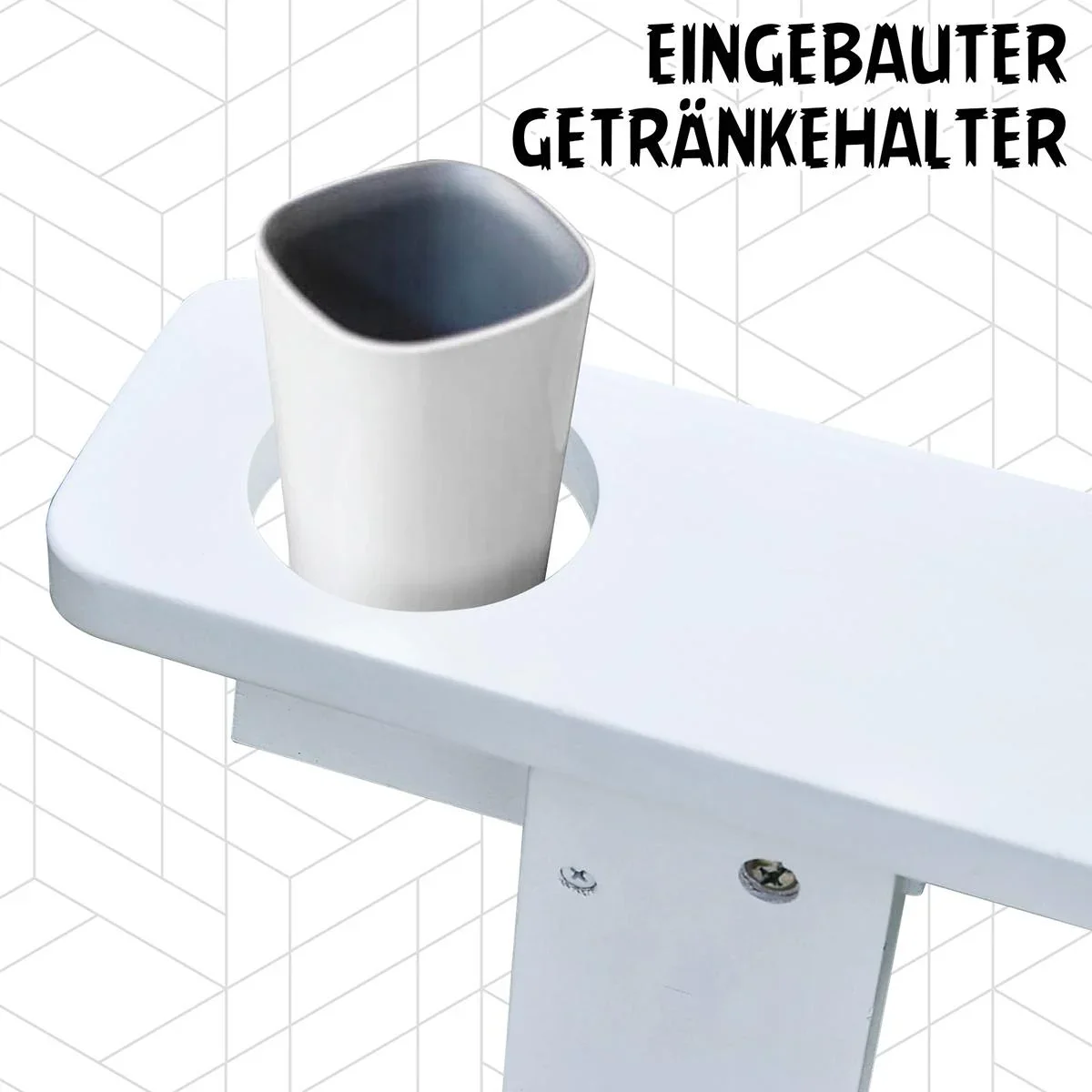 Gartenstuhl mit Getränkehalter weiß - 4