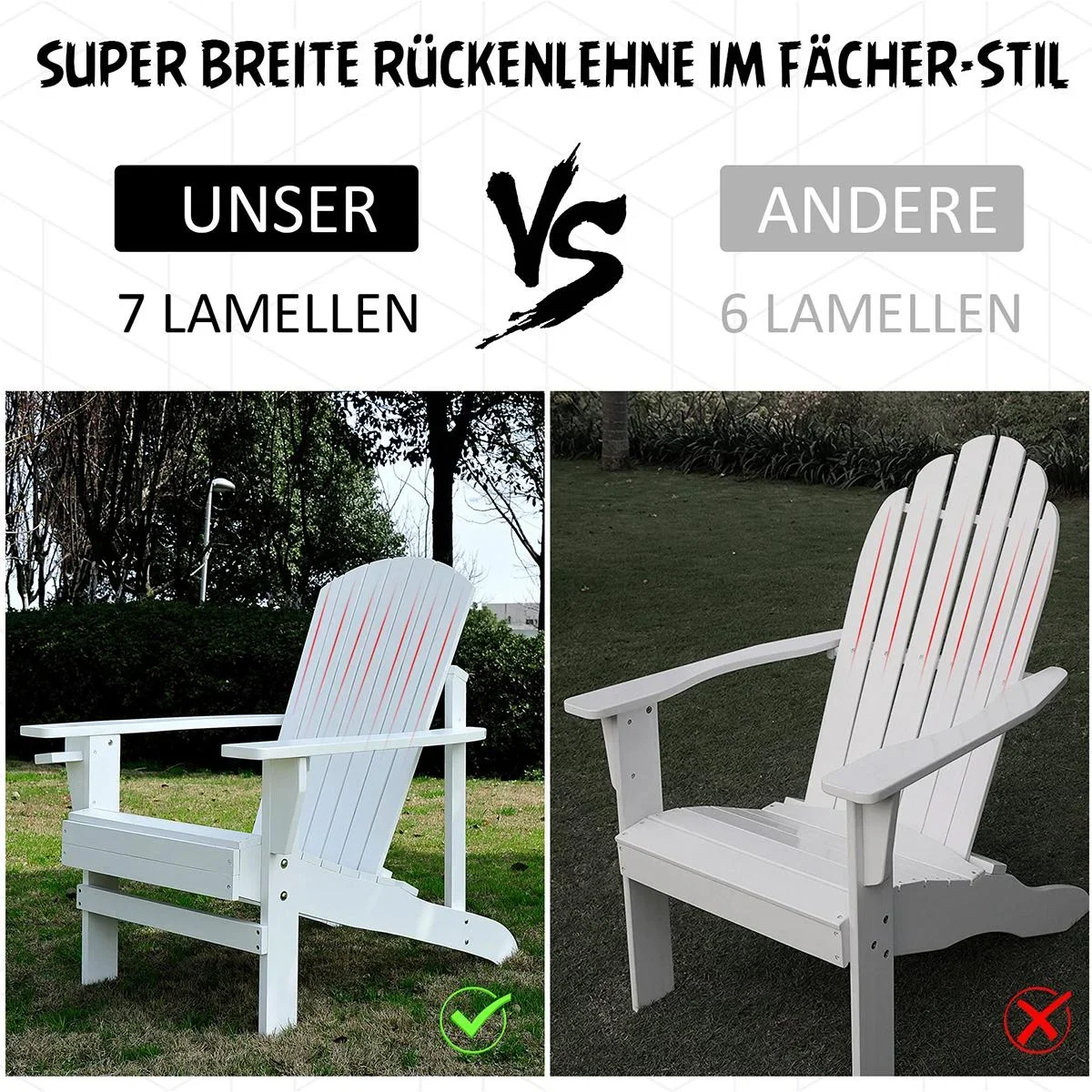 Gartenstuhl mit Getränkehalter weiß - 6