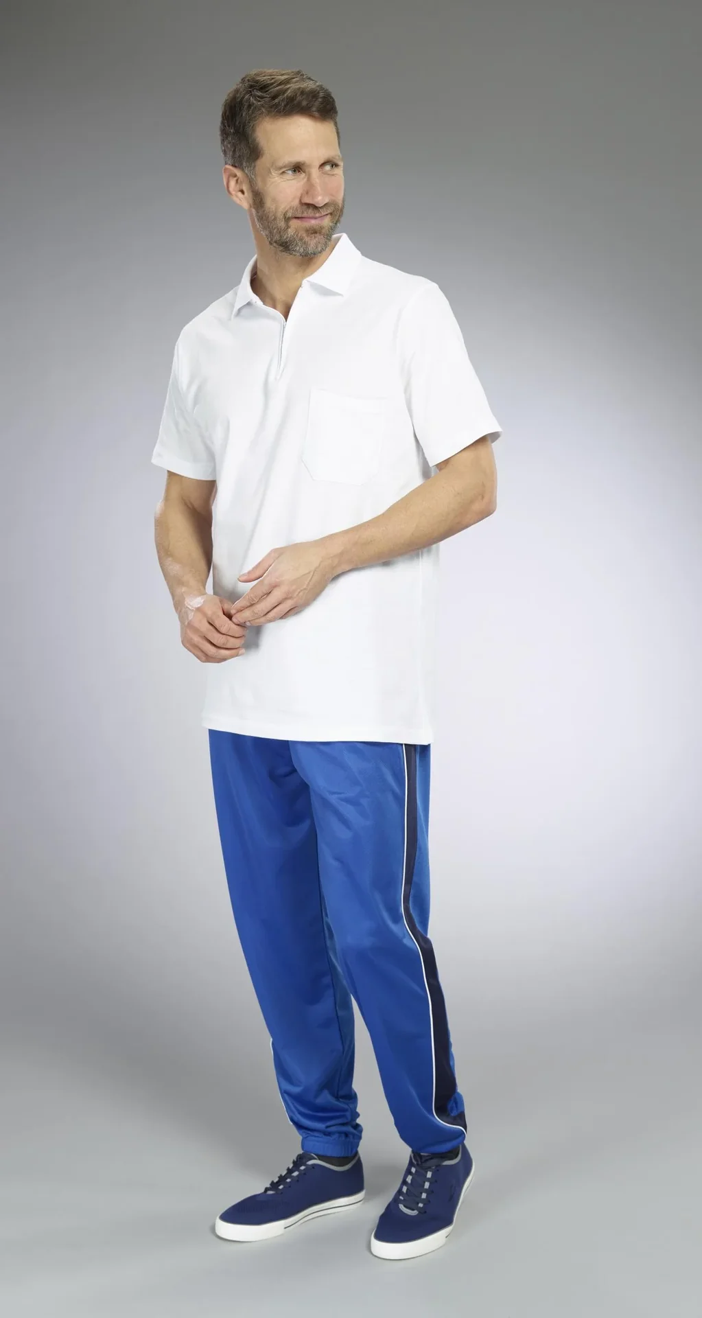 Poloshirt mit Reißverschluss, weiß. Gr. M - 3