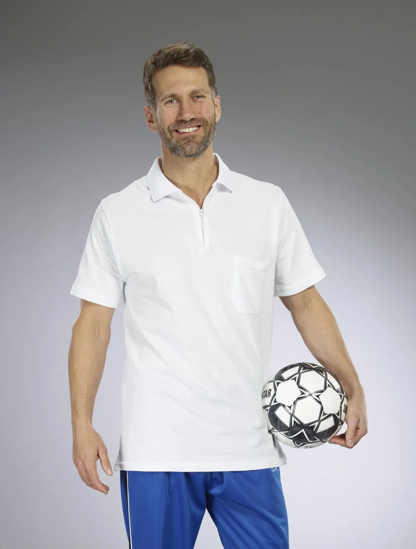 Poloshirt mit Reißverschluss, weiß. Gr. M - 9