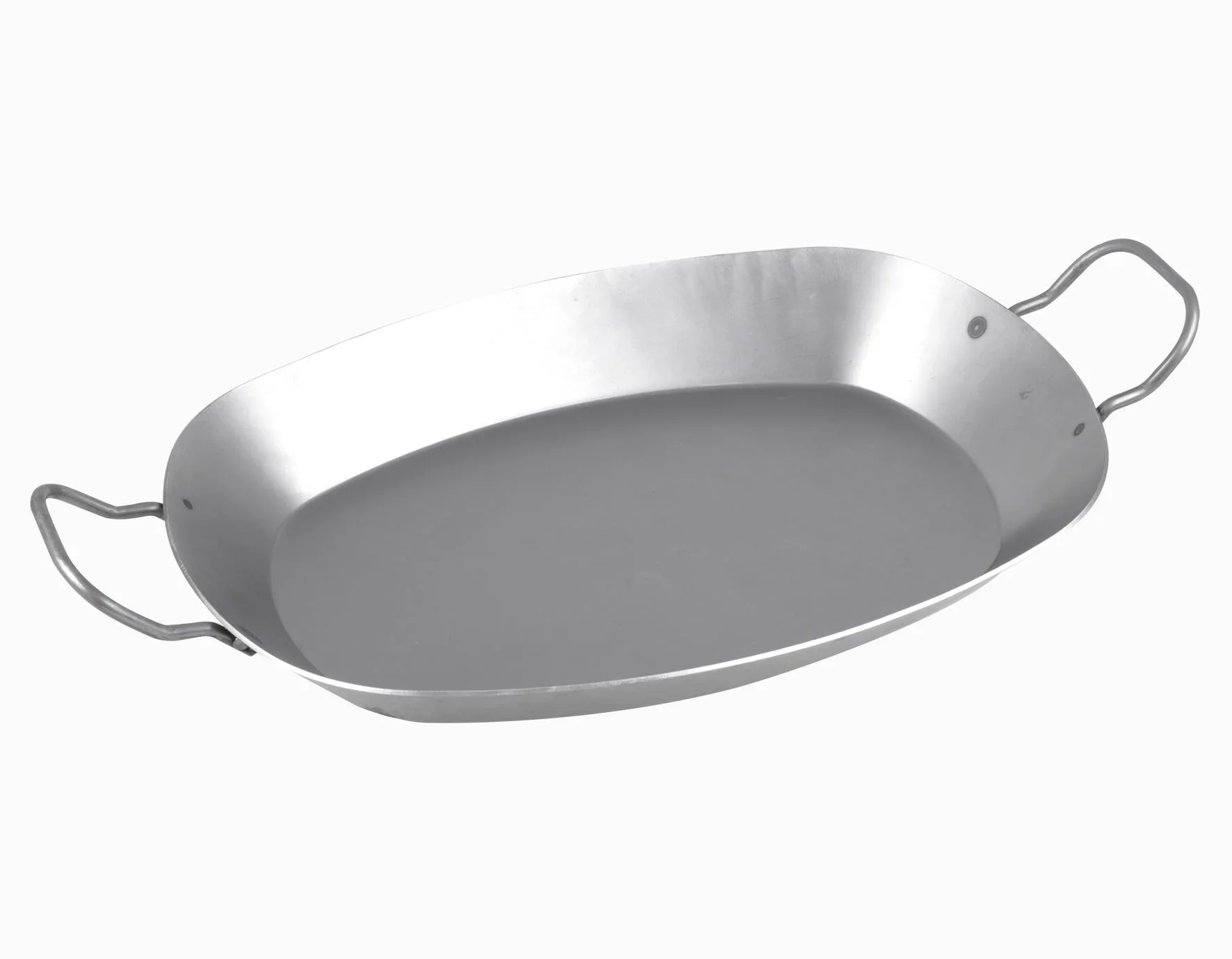 Eisen-Pfanne mit Griffen oval, 37,5 cm - 0