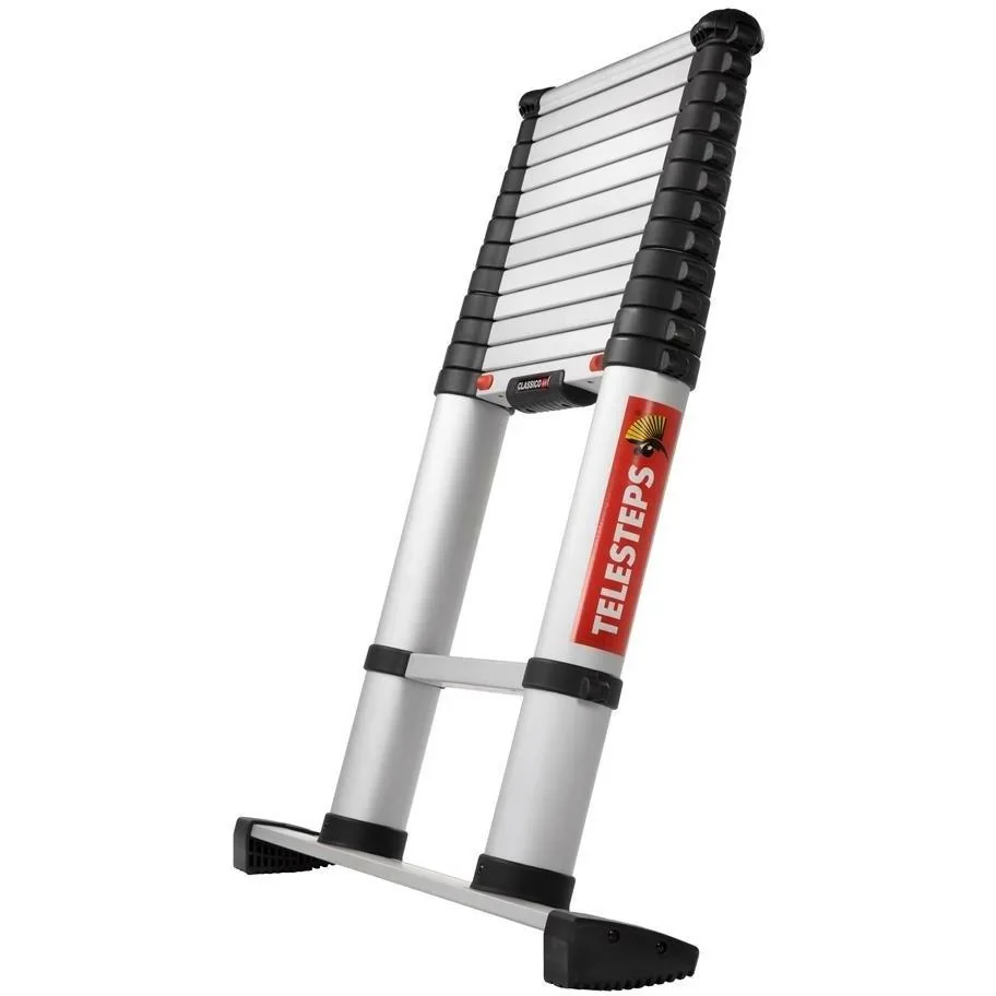 Teleskopleiter mit Stabilisator - 4,6m Arbeitshöhe - max 150 kg MET Tragetasche - 2