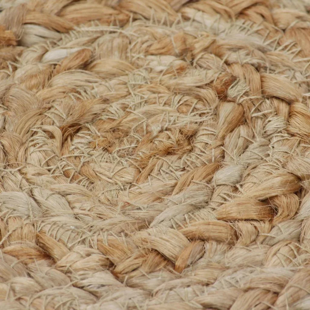 Teppich mit Design rund 120 cm gewebte Jute - 1
