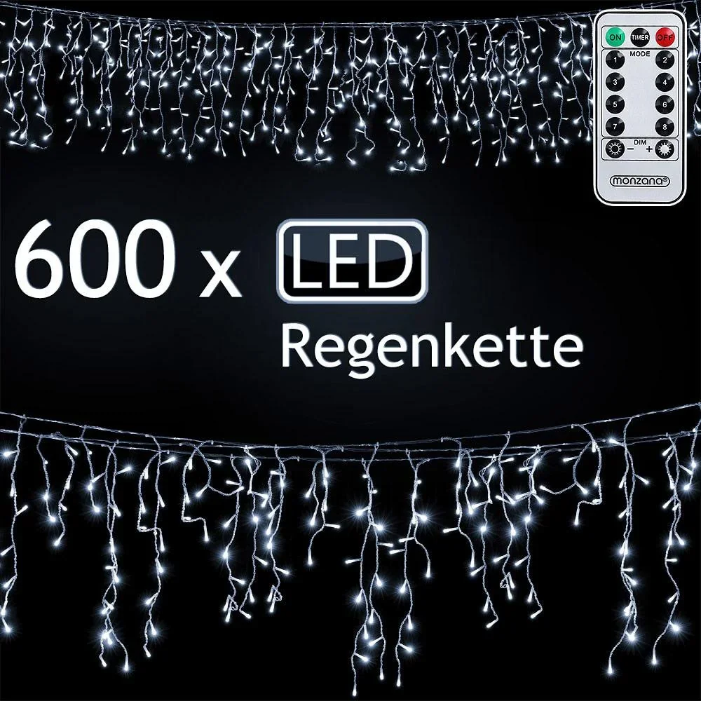 LED-Kette fallender Regen weiß und Fernbedienung - 3