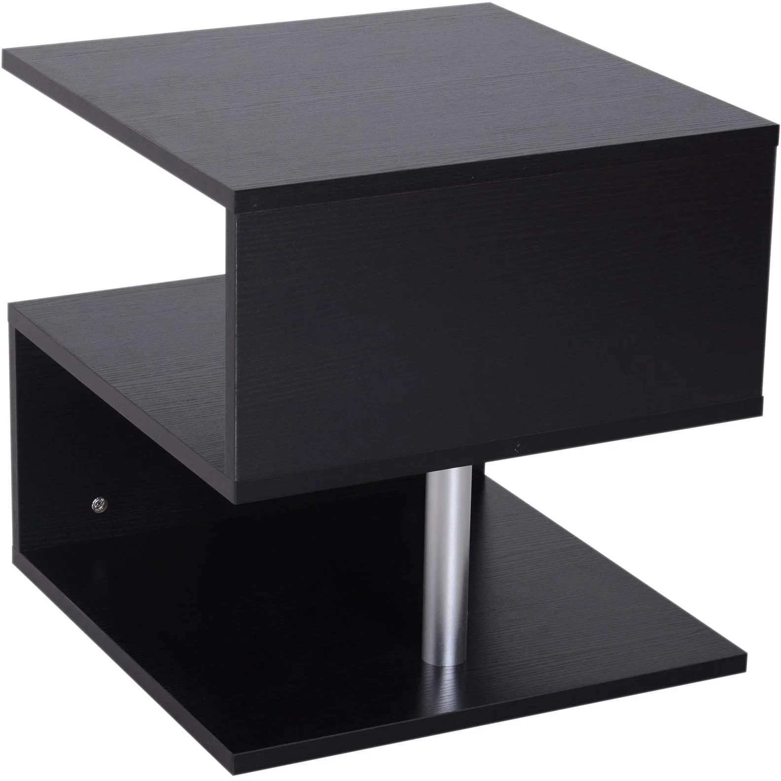 Beistelltisch Couchtisch Sofatisch 3 x Fach Spanplatte + Alulegierung Schwarz 48 x 48 x 48 cm - 4
