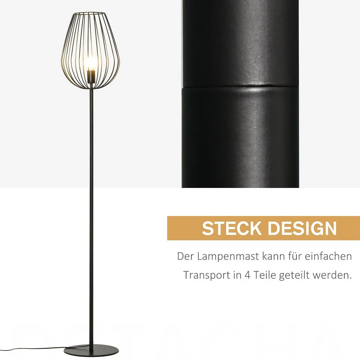 Stehleuchte im Retro-Industriestil schwarz - 5