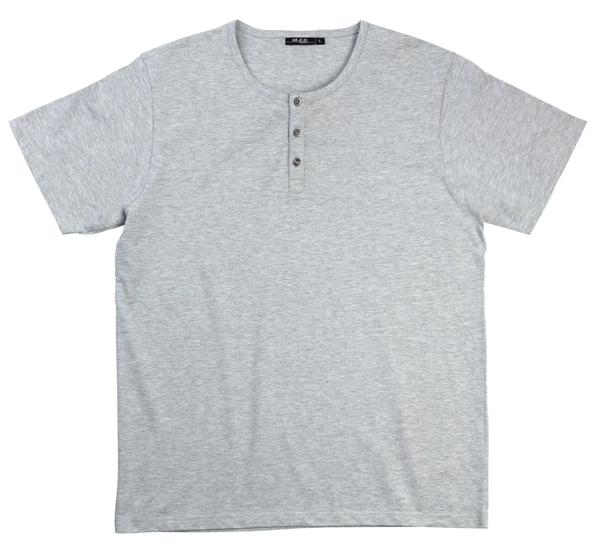 T-Shirt mit Knopfleiste, Farbe silber/melange, Gr.M - 0