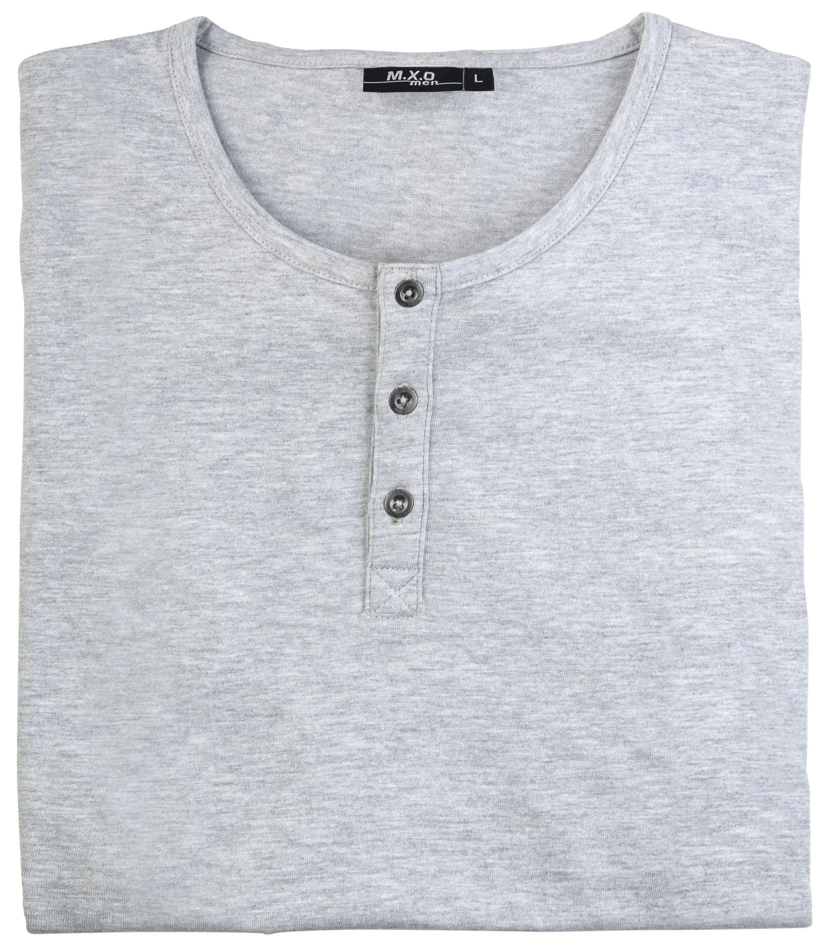 T-Shirt mit Knopfleiste, Farbe silber/melange, Gr.M - 1