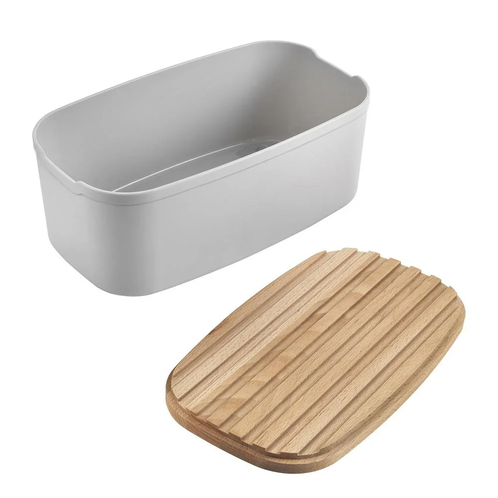 Brotkasten Bready mit 2-in-1 Wendedeckel Buchenholz - 2