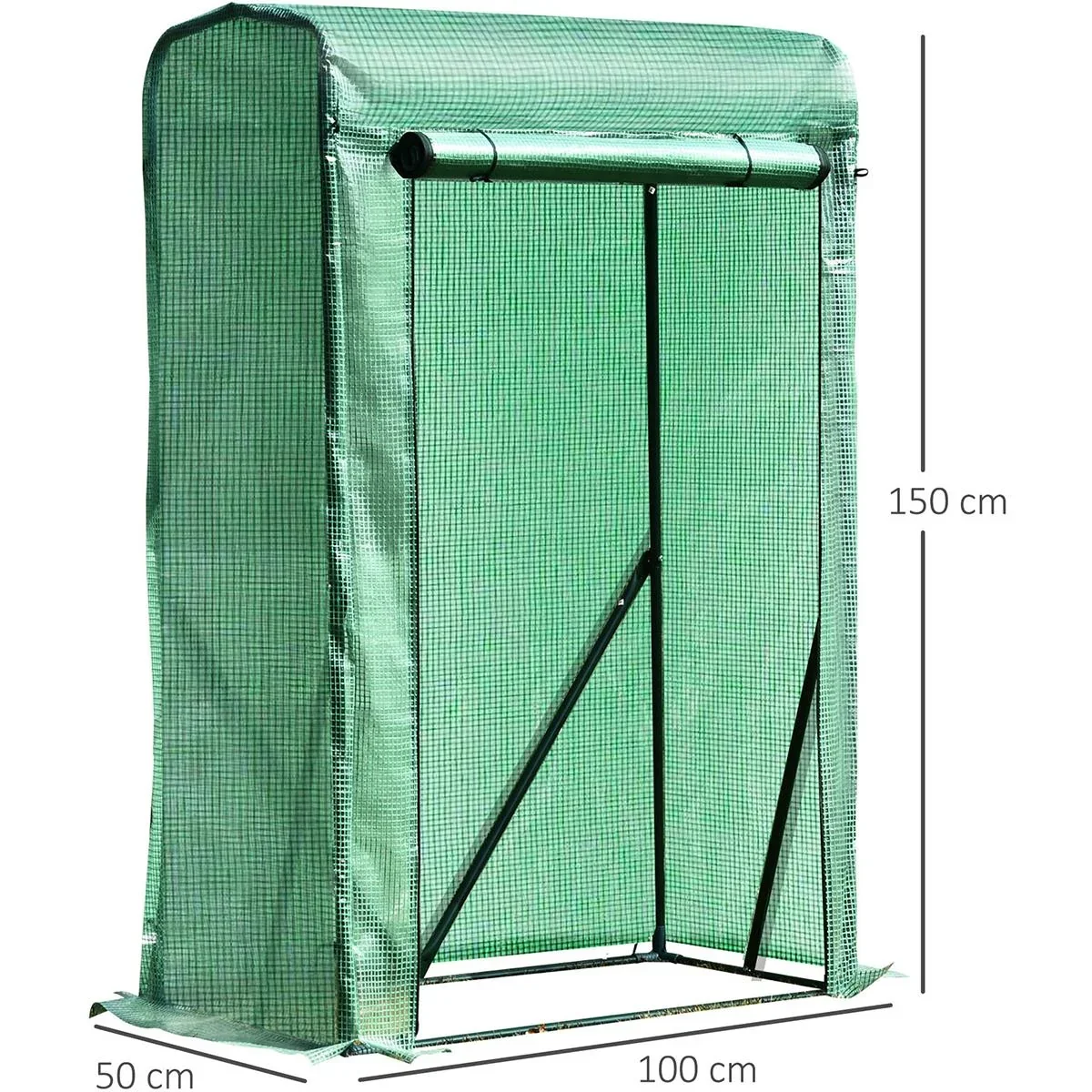 Poly-Gewächshaus - Stahl/PE - Grün - 100 x 50 x 150 cm - 0