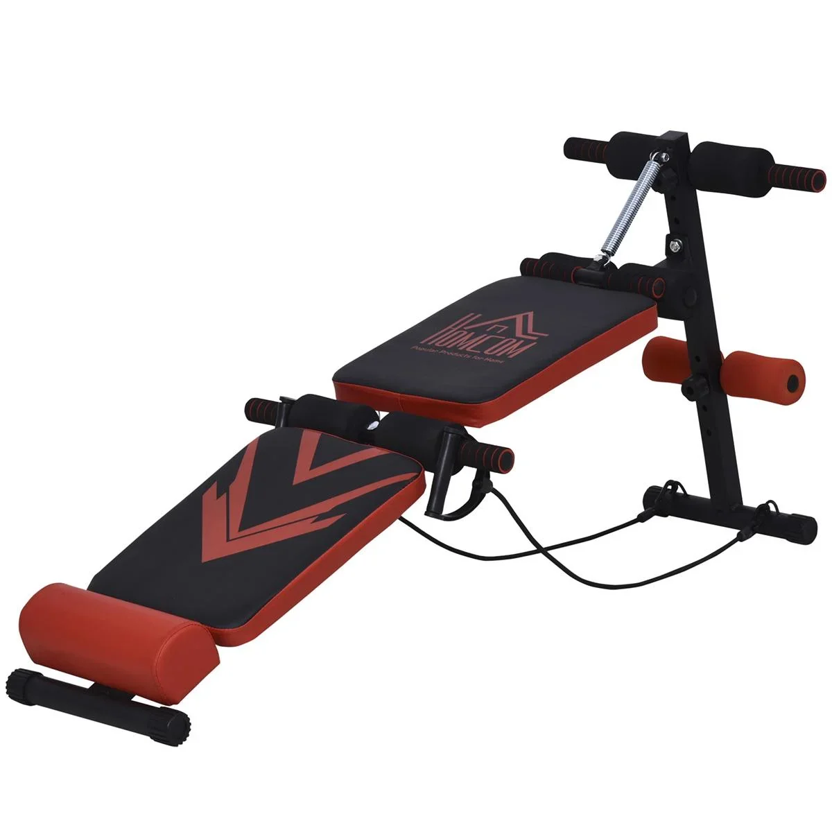 Sit Up Bank Bauchtrainer mit Trainingsseile Trainingsbank Multifunktion Verstellbar&klappbar 120 kg Belastbarkeit Stahl - 0