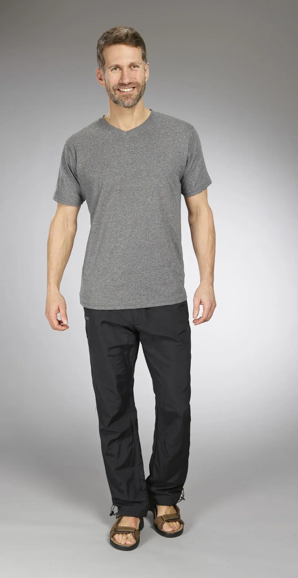 Shirt mit V Ausschnitt, Farbe anthrazit/melange, Gr.M - 3