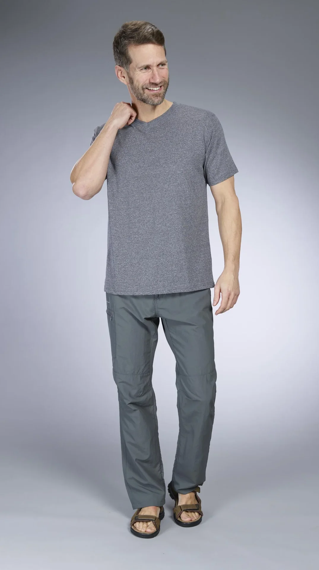 Shirt mit V Ausschnitt, Farbe anthrazit/melange, Gr.M - 5