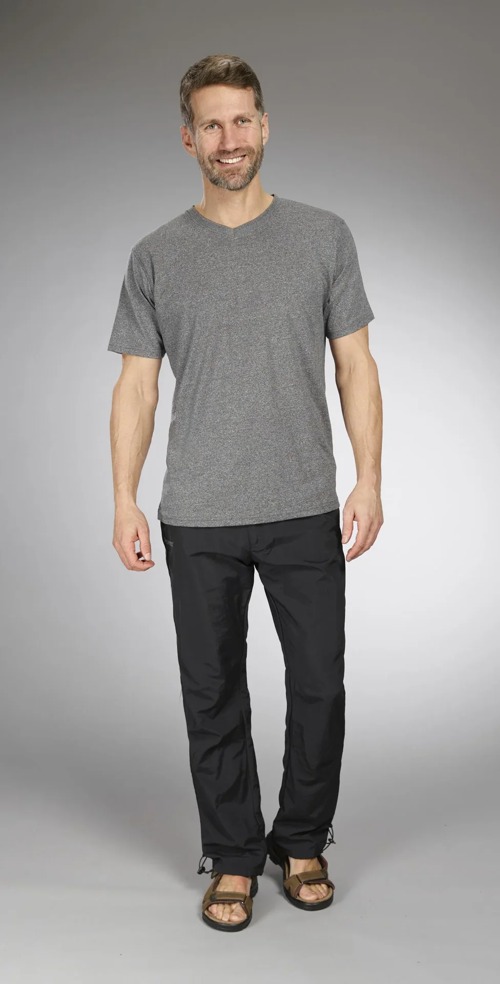 Shirt mit V Ausschnitt, Farbe anthrazit/melange, Gr.M - 7