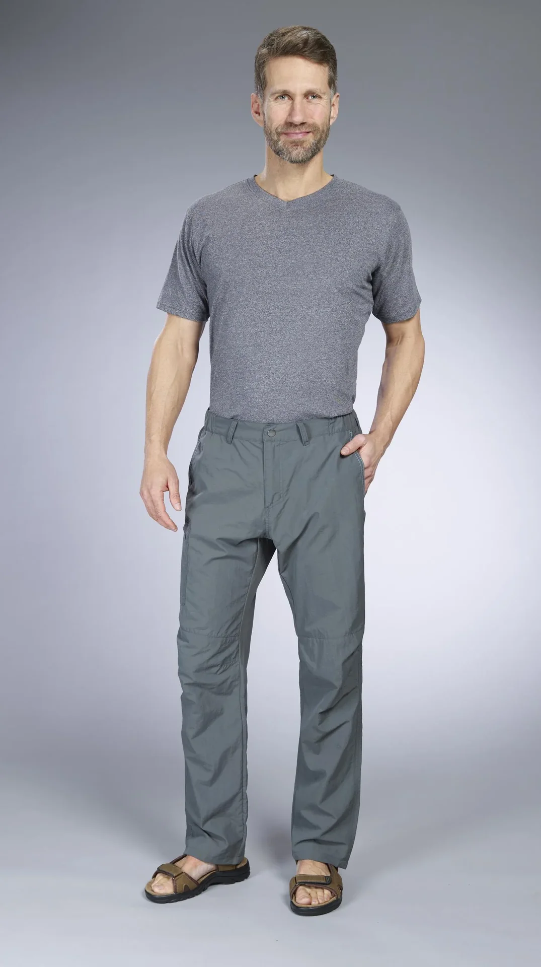 Shirt mit V Ausschnitt, Farbe anthrazit/melange, Gr.M - 9