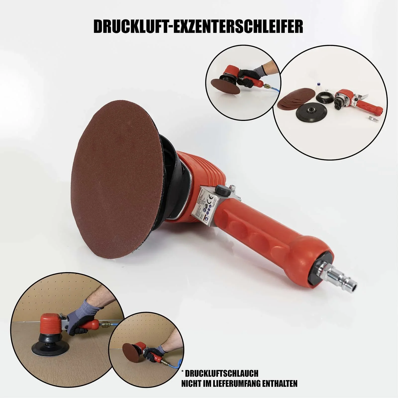Druckluft-Exzenterschleifer mit 5 Schleifpads - 5