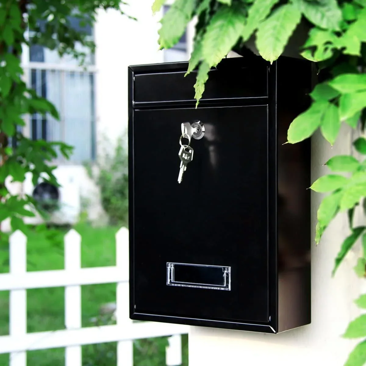 Briefkasten mit 2 Tasten - schwarz - 360x260x80 mm - 0