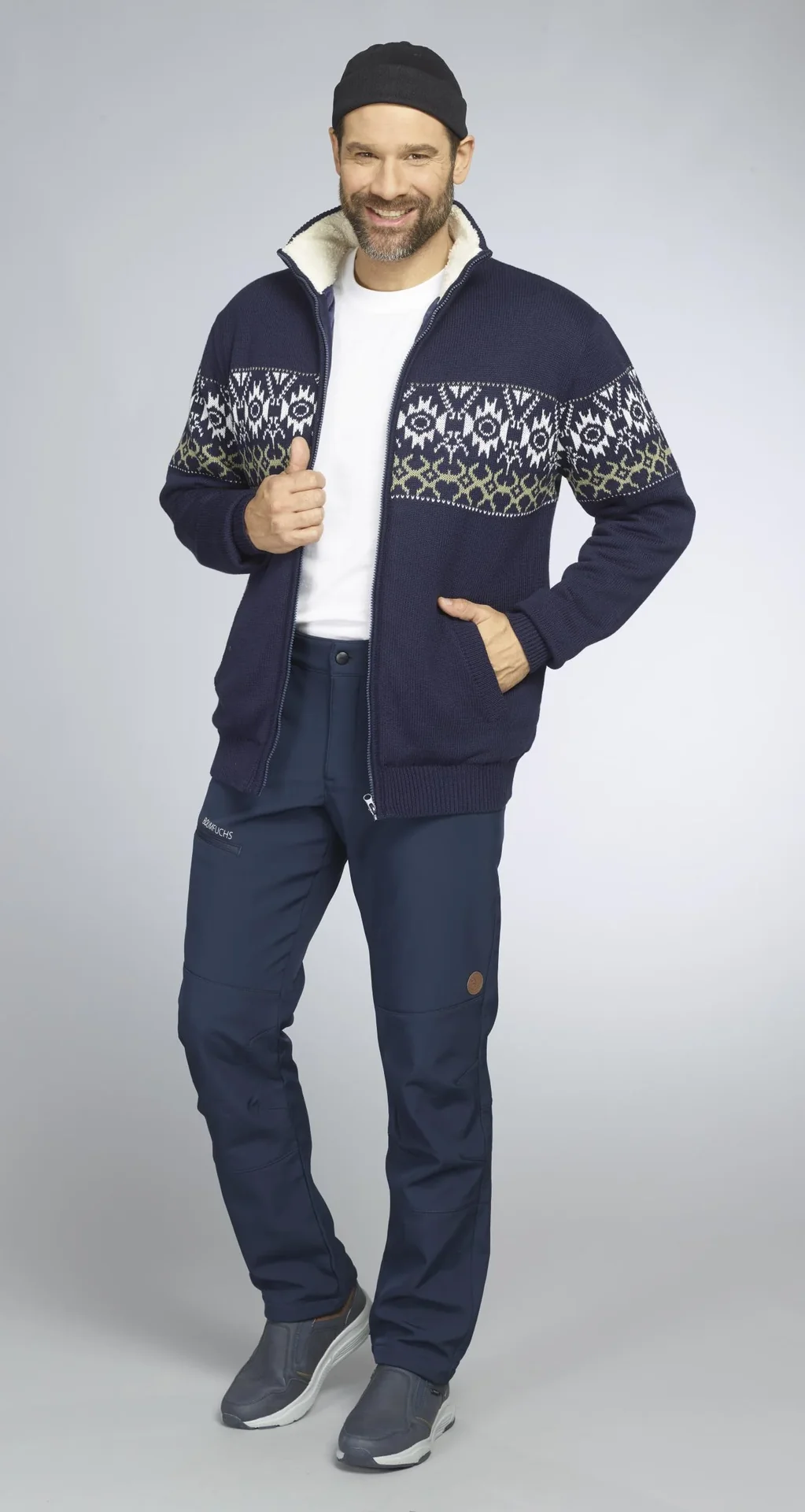 Strickjacke gefüttert, Farbe navy/grün, Gr.M - 8