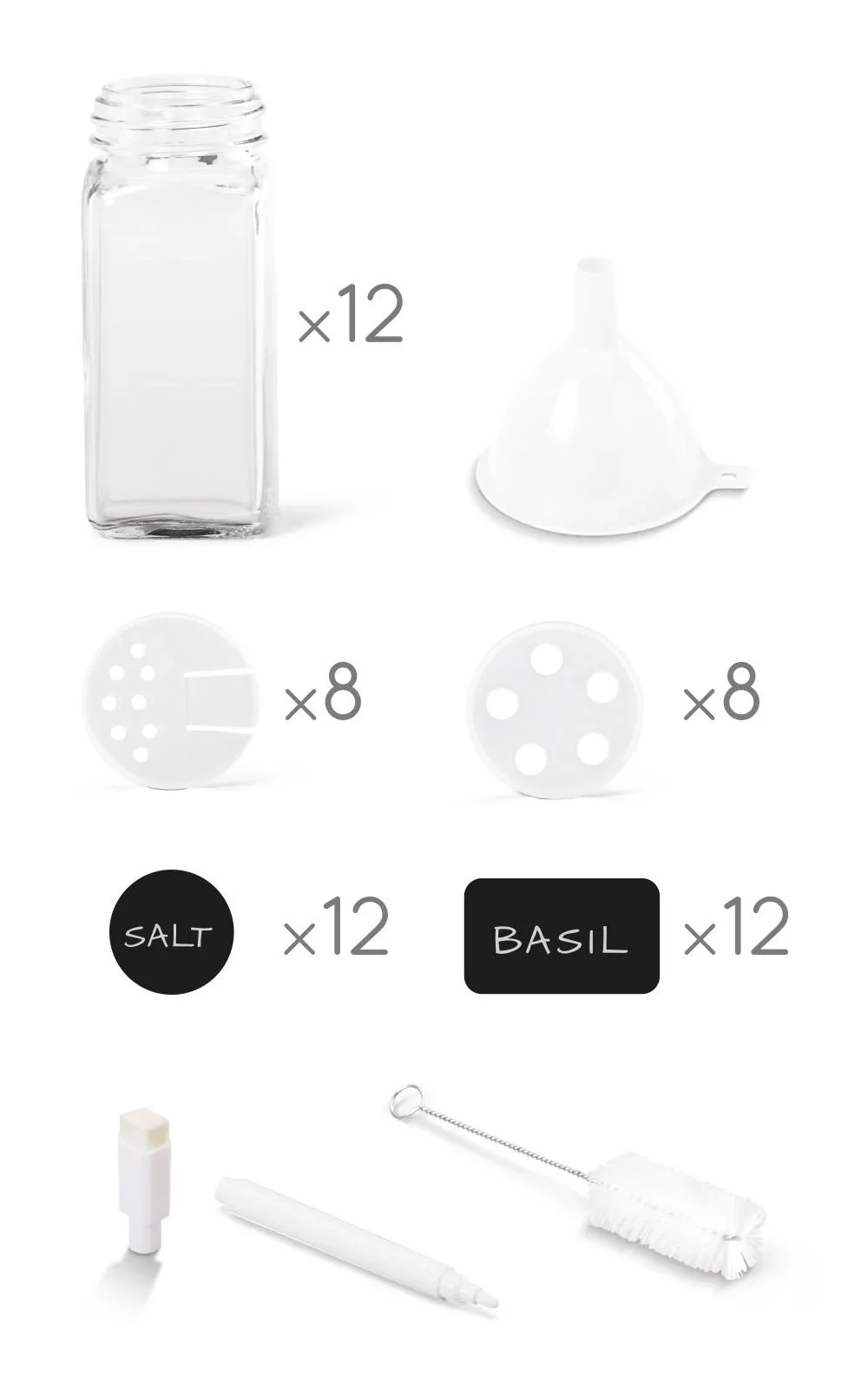 Gewürzstreuer Set 12 Gläser, 64-teilig - 1
