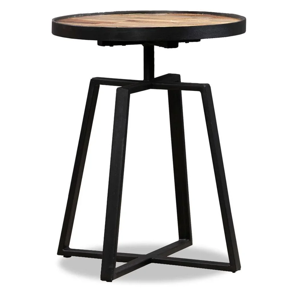 Couchtisch rund massiv recyceltes Teakholz - 4
