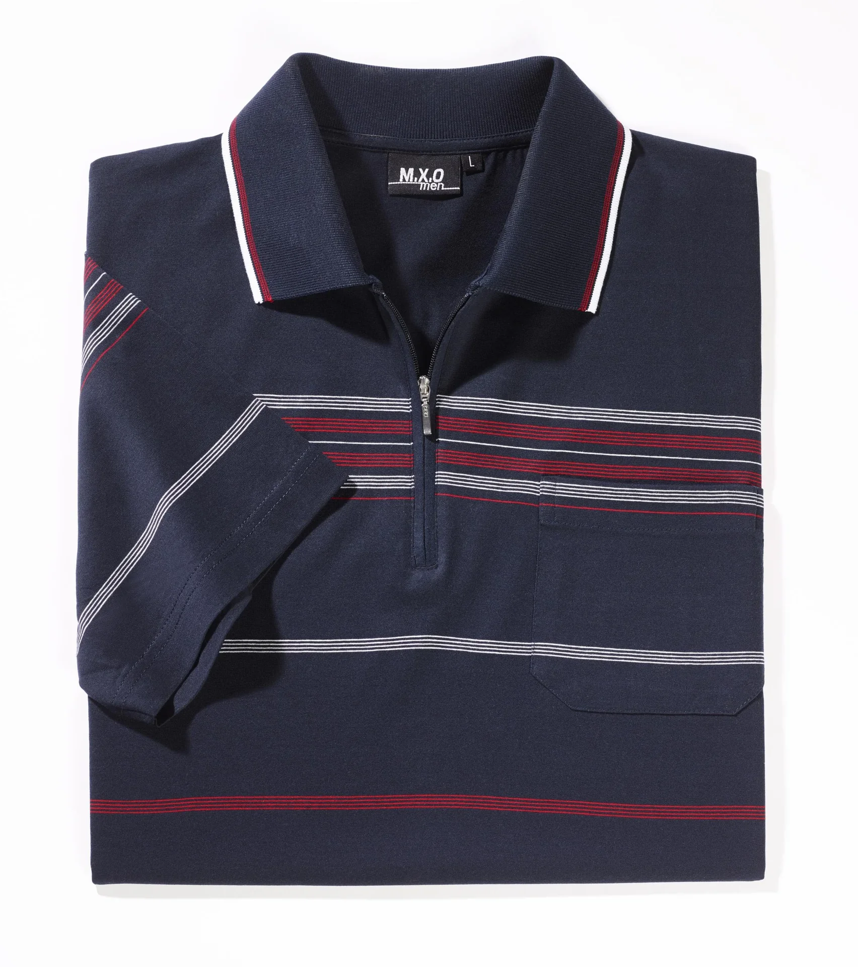 Poloshirt gestreift, Farbe marine, Gr.M - 3
