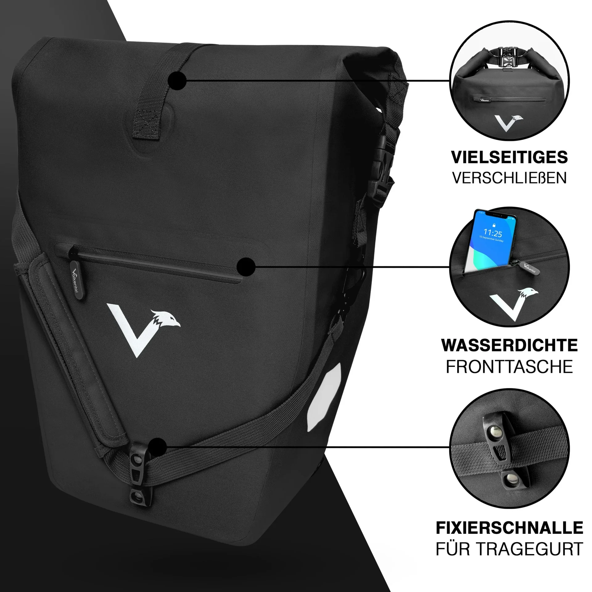ValkOcean Gepäckträgertasche, Schwarz - 2