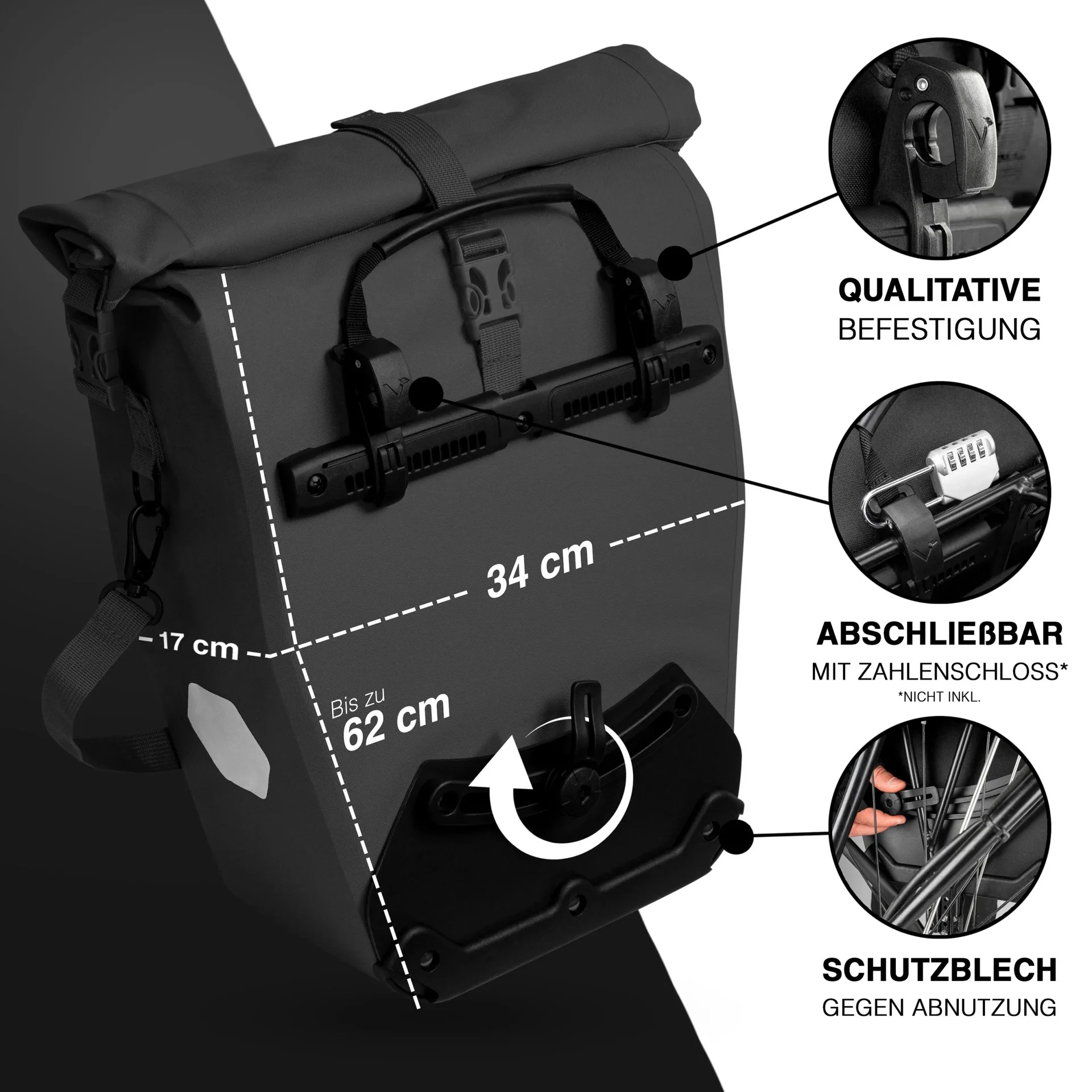 ValkOcean Gepäckträgertasche, Schwarz - 3