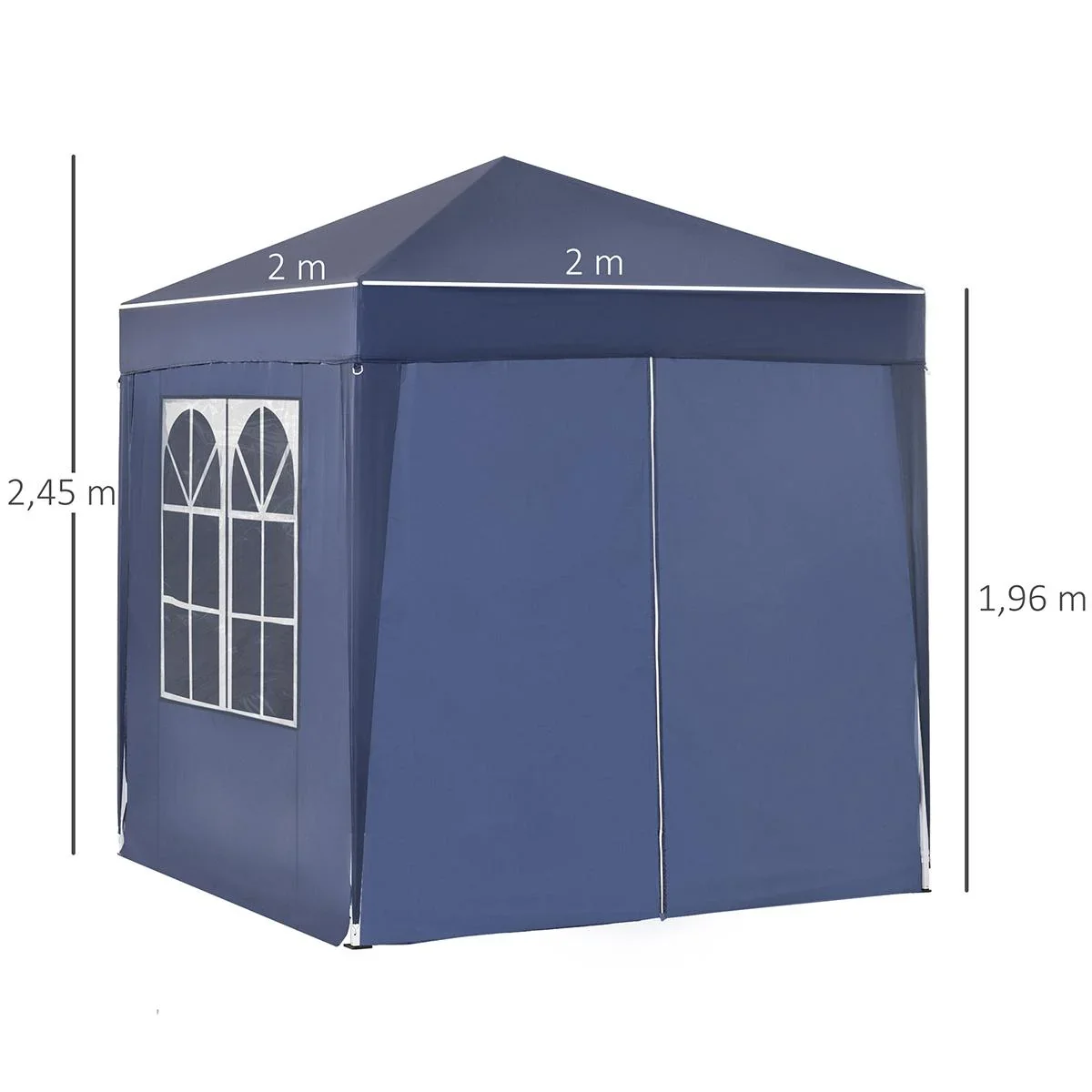 Pavillon 2x2m Faltpavillon 4 Seitenwände mit Fenster Tür mit Reißverschluss Festzelt Gartenzelt Pop-Up-Pavillon inkl. He - 1