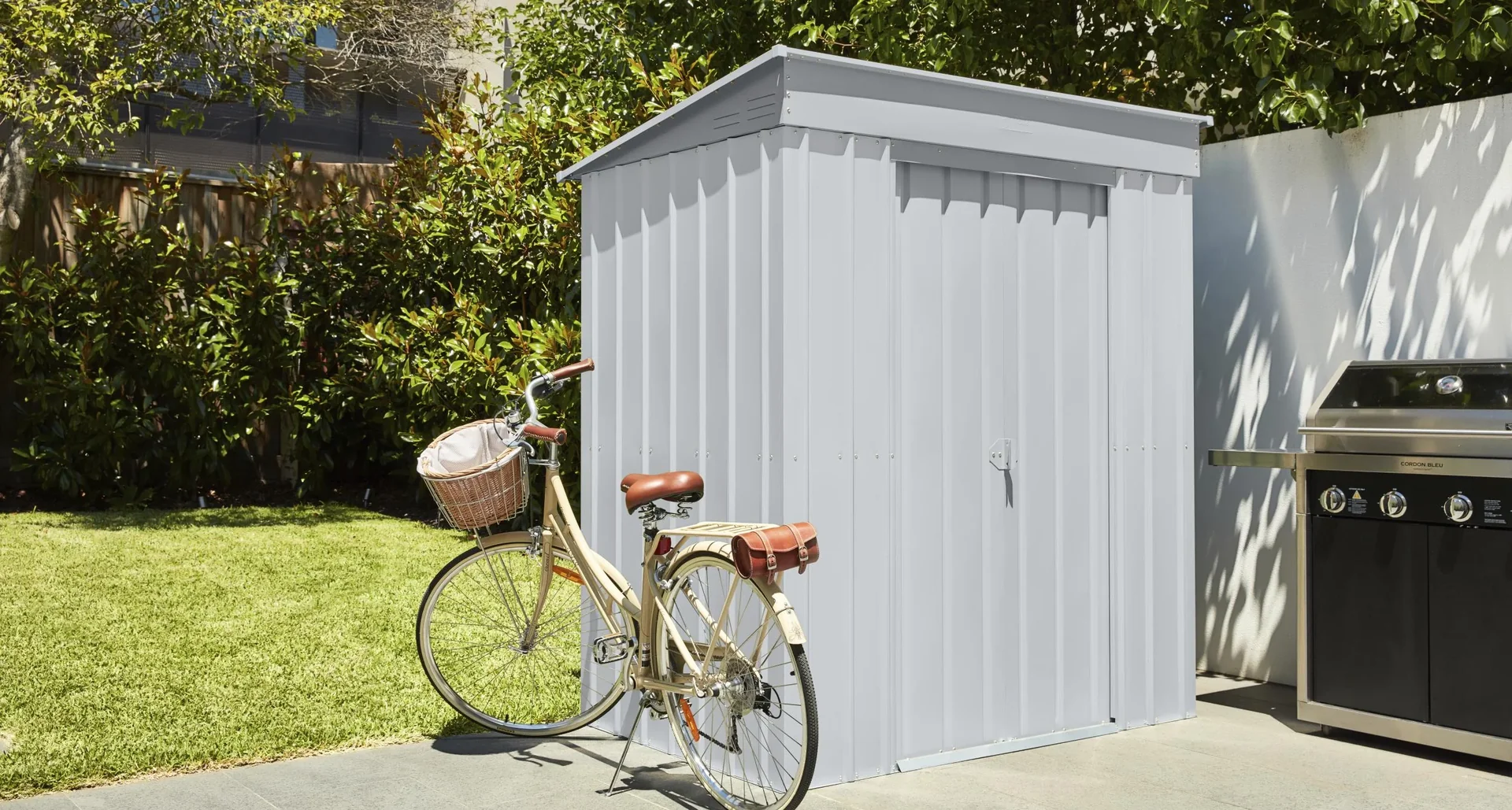 Gerätehaus Pultdach Skillion 64, Silber Metallic - 5