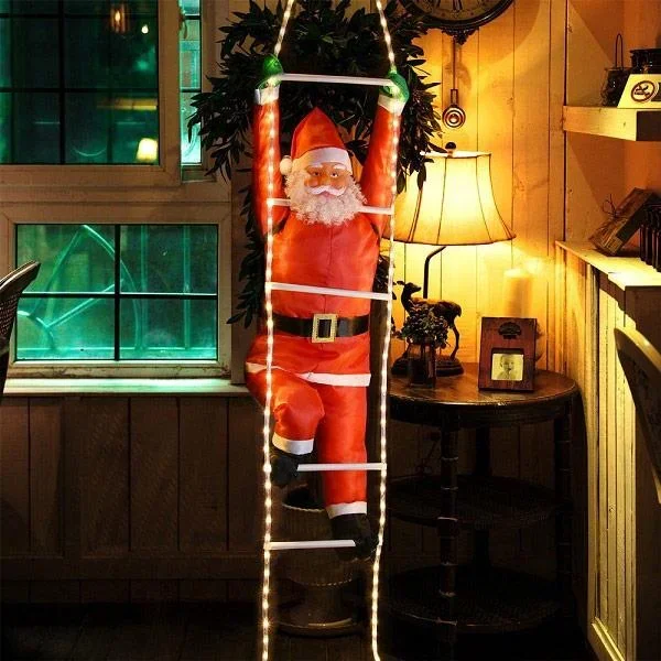 Weihnachtsmann auf Leiter 90cm mit Beleuchtung - 3