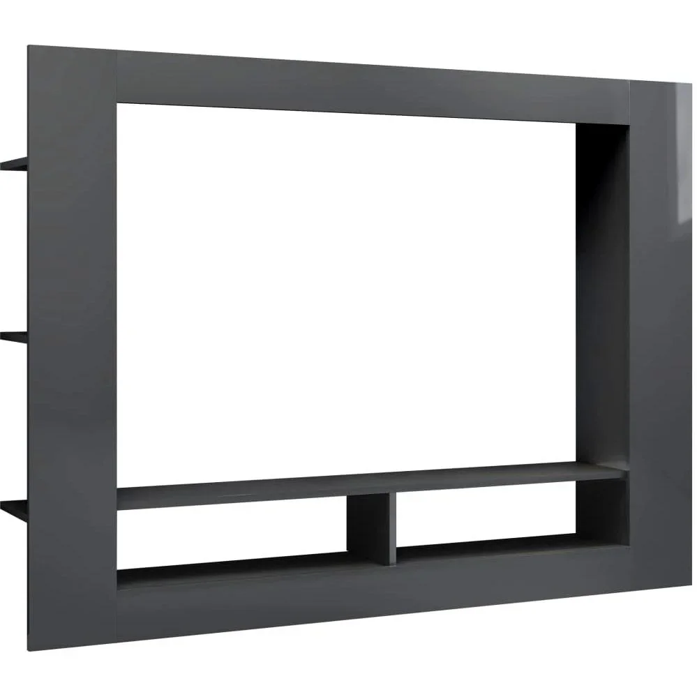 TV-Schrank 152x22x113 cm Spanplatte Hochglanz grau - 0